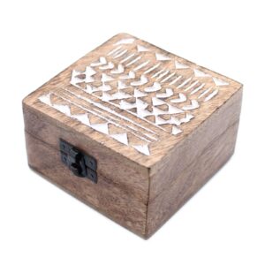 Cutii din Lemn - Alb Spălat - Model Aztec - Medii