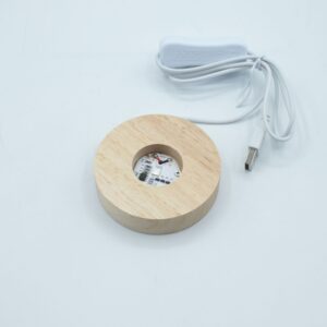 Suport rotund din lemn USB LED de 8 cm - multicolor