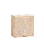 Cutie din lemn de mango 10x10x4.2cm - Hamsa Albă