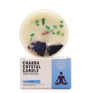 Lumânare chakra cu pietre prețioase pentru chakra gâtului - 360 g