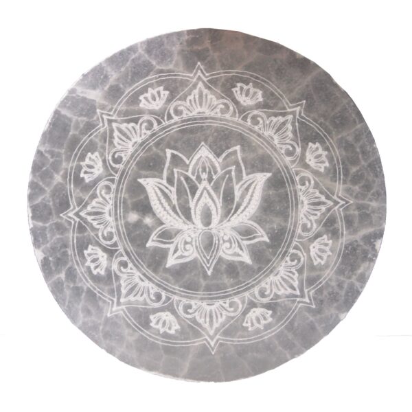 bG9jYWw6Ly9tZWRpYS8xRy9FRC82MFIzMEMxRzZSVEtFRDFHLzVmNjI2N2JjLmpwZWc Platou Selenit Mediu 10 cm - Lotus Mandala