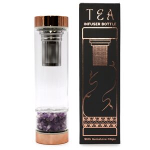 Sticlă de Ceai cu Infuzor - Aur Roz - Ametist
