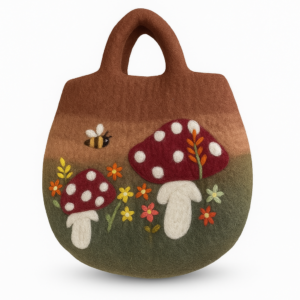 Geantă din Pâslă Grădina cu Ciuperci – 35x27 cm