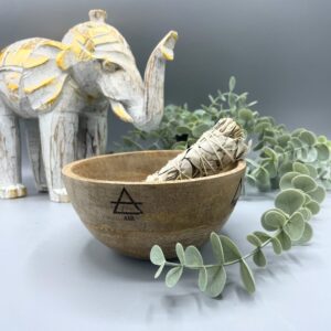 Bol din Lemn Pentru Mănunchiuri și Ofrande Rituale - Patru Elemente - 14x7cm