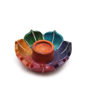 Suport Mic Floare de Lotus pentru Bețișoare Parfumate  7.5x2.5cm - Culorile Chakrelor