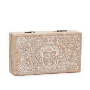 Cutie Medie Pătrată 17x10x4.2cm - Fața Buddha Albă