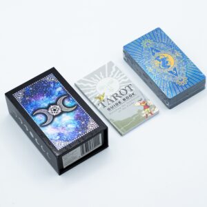 Set de Cărți de Tarot cu Folie Albastră – Moon Face – cu ghid