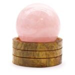 Glob Cristal Semiprețios 50 mm – Cuart Roz cu Suport