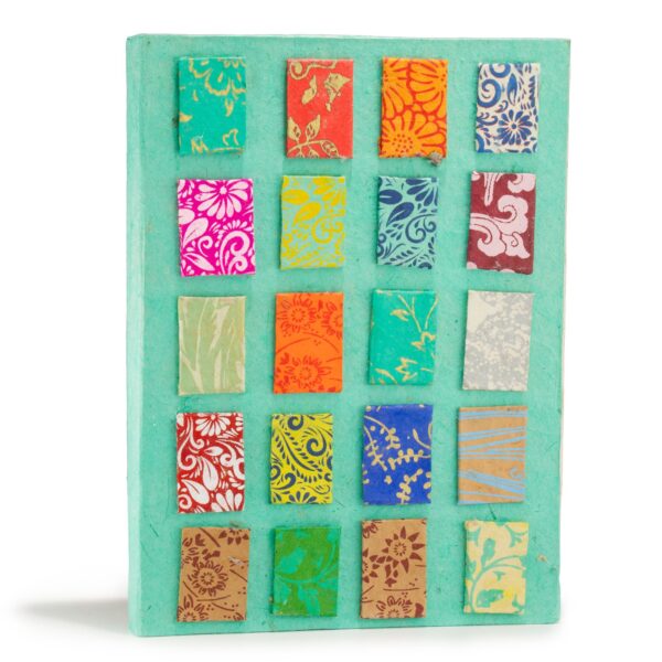 Agendă Lokta Mini Tiles, 21 × 15 cm, 45 file, cu semn de carte – turcoaz