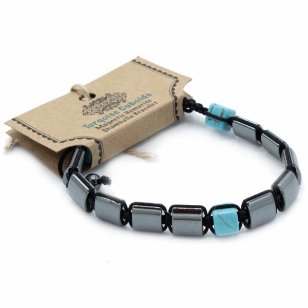 Brățări Shamballa din Hematit Magnetic - Cuburi - Turcoaz