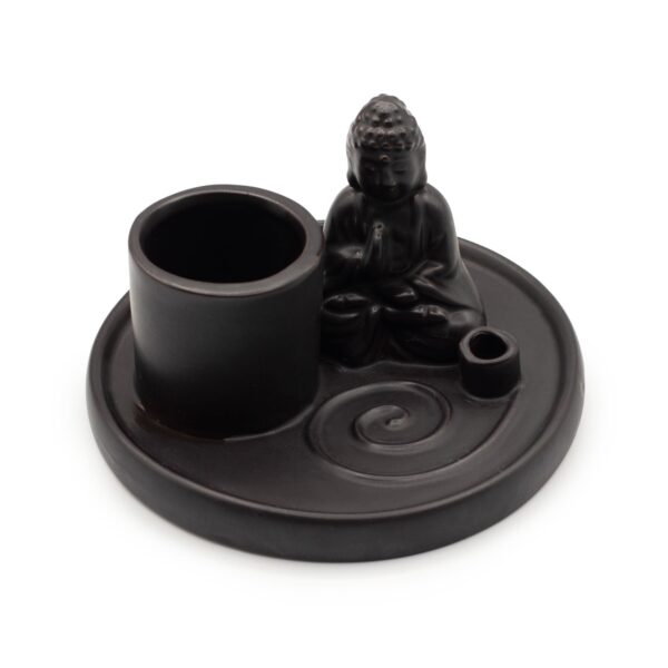 Suport pentru Tămâie Buddha – Ceramică Negru Mat