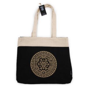 Geantă Tote Mare (38x15x43 cm) – Bumbac 14oz Stonewash – Maro Închis – Chakra Libertății