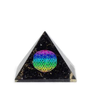 Piramide Mici din Orgonit 5.5x4.5 cm – Floarea Vieții – Fragmente de Turmalină Neagră