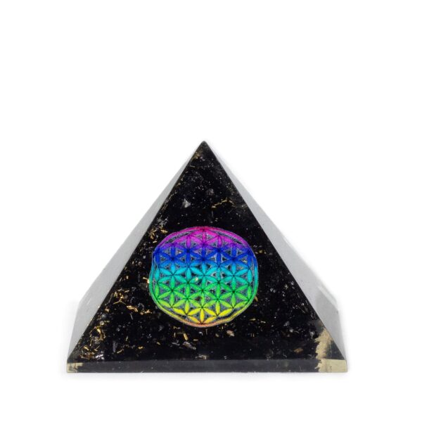 Piramide Mici din Orgonit 5.5x4.5 cm – Floarea Vieții – Fragmente de Turmalină Neagră