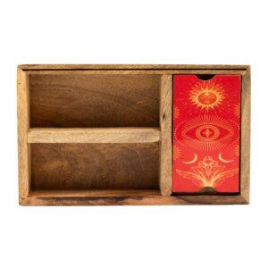 Cutie Pentru Tarot cu Trei Compartimente Și Suport Pentru Cărți