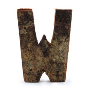 Literă din Scoarță Rustică - "W"  - 7cm