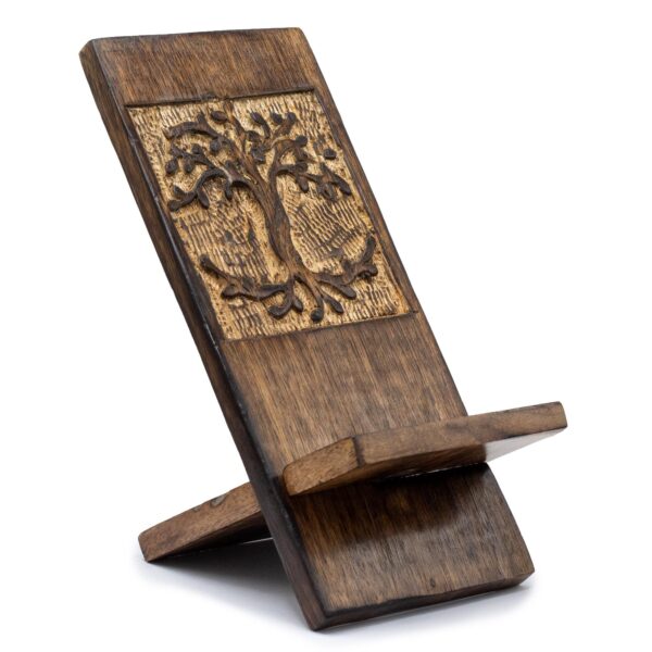 Suporturi pentru Telefon Sculptate din Lemn - Arborele Vieții 20x9.5cm