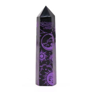 Obsidian Negru cu Vârf Ascuțit (aprox 60-70 gm 9cm) - Mystic Story -Violet Închis