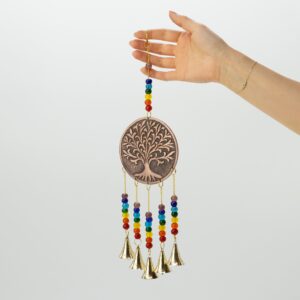 Clopoței Indieni - Clopot Mediu al Arborelui Vieții - Mărgele Chakra - 5 clopoței - 10x36 cm