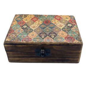 Cutie Medie din Lemn cu Glazură de Ceramică - 15x10x6cm - Model de Afaceri