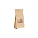Set de cincizeci de pungi din hârtie kraft maro cu fereastră transparentă de 14x24 cm
