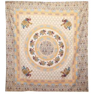 Tapițerie de Perete/Pânză de Plajă - Elefant Mandala - Maro/Portocalie pe Crem