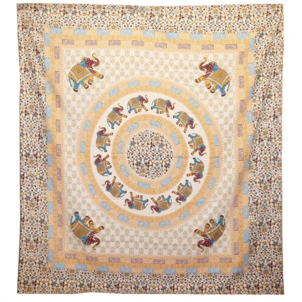 Tapițerie de Perete/Pânză de Plajă - Elefant Mandala - Maro/Portocalie pe Crem