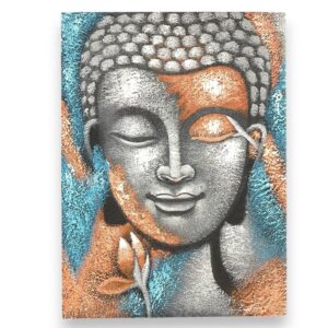 Tablou cu Buddha – Floare în Argintiu şi Auriu Roz