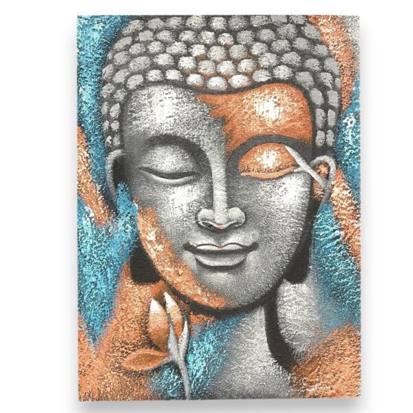 Tablou cu Buddha – Floare în Argintiu şi Auriu Roz