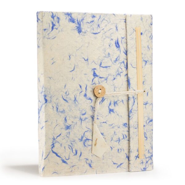 Jurnal Lokta Bumbac Albastru – Mare (21x15 cm), 45 file – cu semn de carte inclus