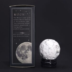 Planetă din Howlit Alb pe un Suport Solar Goldstone - 40mm (30x15mm)
