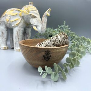 Bol din Lemn Pentru Mănunchiuri și Ofrande Rituale - Hamsa - 14x7cm