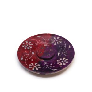 Suport Disc pentru Bețișoare Parfumate  8cm - Floral (pentru 5 bețișoare)