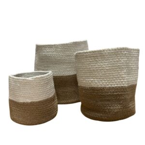 Coș din sfoară de bumbac/iută, pentru depozitare mediu 20x20 cm - Alb