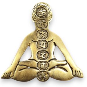 Suport pentru Tămâie Yoga cu Cele 7 Chakre din Aluminiu Auriu  12x12cm