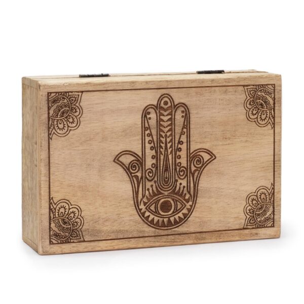Cutie Mare dreptunghiulară 21.5x14x6.3cm - Hamsa Gravată Neagră