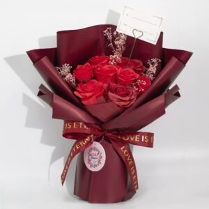 Buchet mare de Trandafiri Roșii – Dragostea este Eternă – Card Cadou