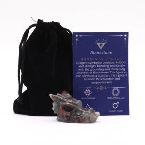 Cap de Dragon Mic din Piatră Prețioasă - Piatră de Sânge 45x30x28mm