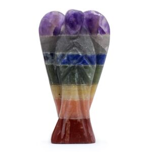 Înger din Piatră Prețioasă Sculptată Manual - Șapte Chakre (aprox. 5 cm)