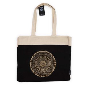 Geantă Tote Mare (38x15x43 cm) – Bumbac 14oz Stonewash – Maro Închis – Mandala Libertății