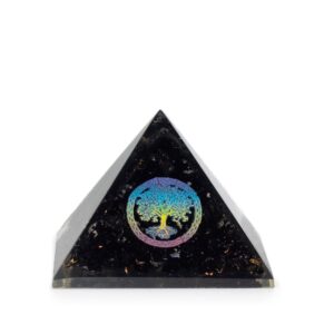 Piramide Mici din Orgonit 5.5x4.5 cm – Arborele Vieții – Fragmente de Turmalină Neagră