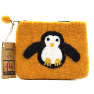 Poșetă din Pâslă Naturală cu Fermoar (divenrse) - Pinguin