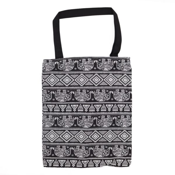 Geantă dama tote cu fermoar, motiv elefant, 40×34 cm