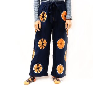 Pantaloni Lejeri în Stil Japonez– Mărime Mare – Albastru, Portocaliu