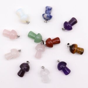 Pandantive Ciuperci din Pietre Prețioase (12 Diverse) 20x15mm