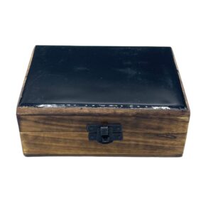 Cutie din lemn de mango cu glazură de ceramică 15x10x6cm Negru