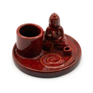 Suport pentru Tămâie Buddha – Ceramică Roșu Delicat
