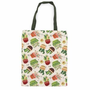 Geantă Clasică cu Fermoar (motiv cactus) – 40x34 cm