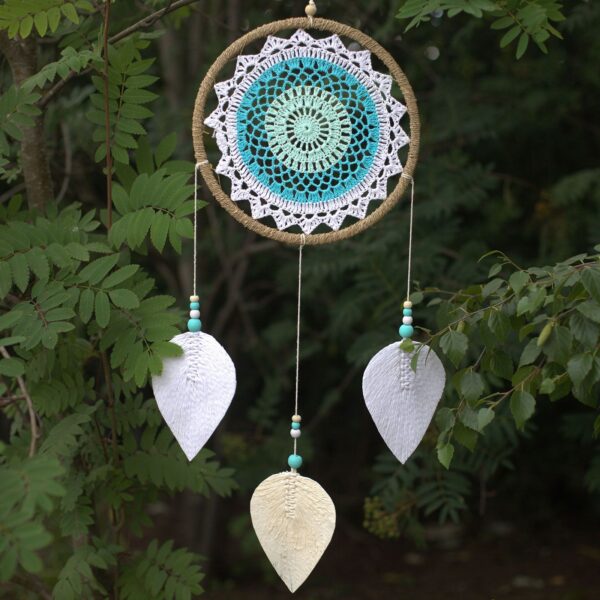 Dream Catcher (Prinzător de Vise) - Mare - Turcoaz - Elemente