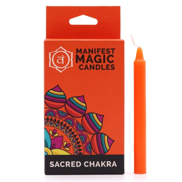 Lumânări Magice Ezoterice (pachet de 12) - Portocaliu - Chakra Sacră